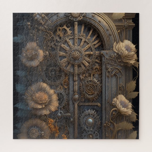Steampunk-Tür mit Blumen (Vertikal)