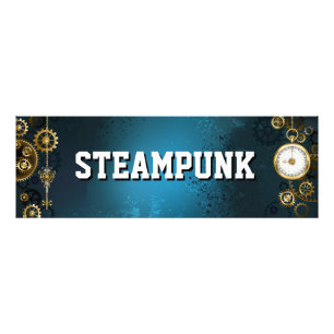 Steampunk türkisfarbener Hintergrund mit Zahnräder Fotodruck