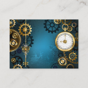 Steampunk türkisfarbener Hintergrund mit Zahnräder Telefonnummerkarte