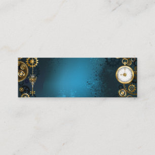 Steampunk türkisfarbener Hintergrund mit Zahnräder Telefonnummerkarte