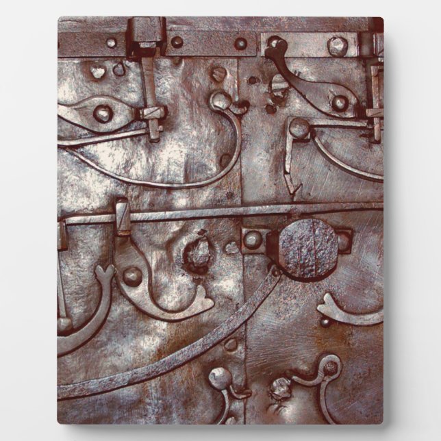 Steampunk-Türmuster, Metall, Nieten, Cool Fotoplatte (Vorderseite)