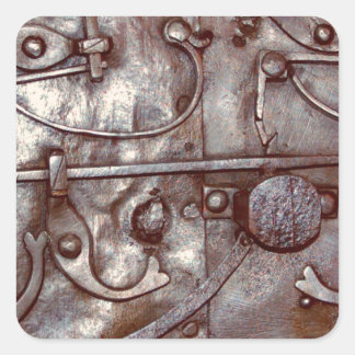 Steampunk-Türmuster, Metall, Nieten, Cool Quadratischer Aufkleber