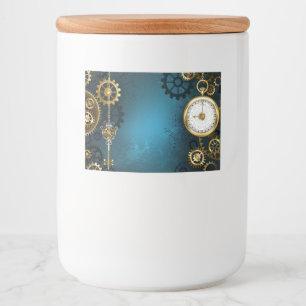 Steampunk turquoise Background with Gears Lebensmitteletikett