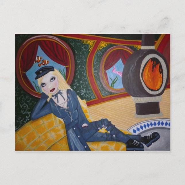 Steampunk U-Boot Captain nah - Postcard Postkarte (Vorderseite)