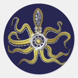Steampunk übersetzt Krake Kraken Runder Aufkleber
