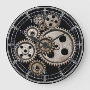steampunk übersetzt Zahn-Motorquadrat-Maschinenuh Große Wanduhr