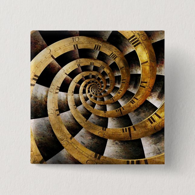 Steampunk - Uhr - der Fluss der Zeit Button (Vorderseite)