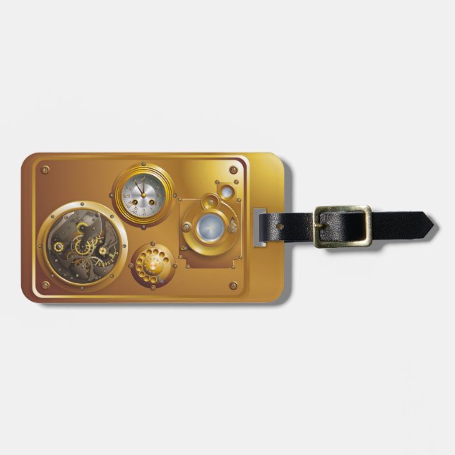 Steampunk-Uhr Gepäckanhänger (Vorderseite horizontal)