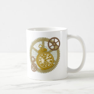 Steampunk Uhr und Gänge Kaffeetasse