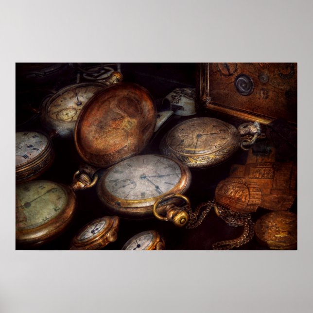 Steampunk - Uhr - Zeit getragen Poster (Vorne)