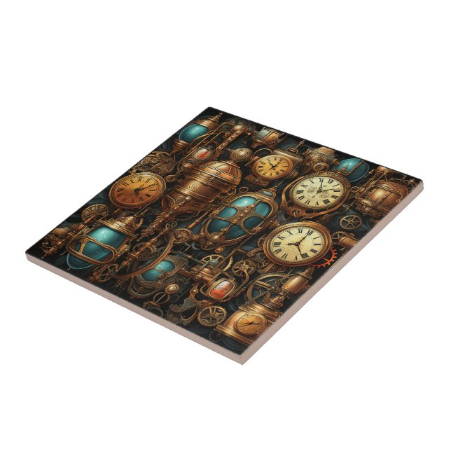 Steampunk-Uhren-Keramik Fliese (Seite)