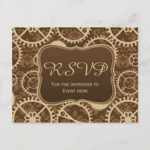 Steampunk Uhrgang und -damast UAWG-Karte Einladungspostkarte