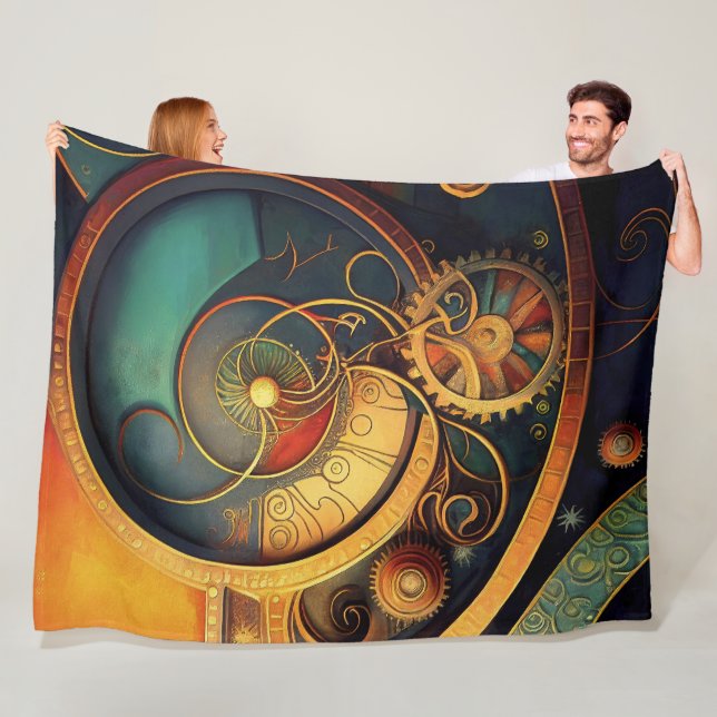 Steampunk-Uhrwerk-Abstraktes Design Fleecedecke (Beispiel)