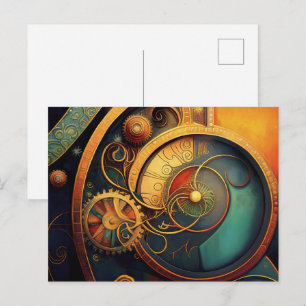 Steampunk-Uhrwerk-Abstraktes Design Postkarte