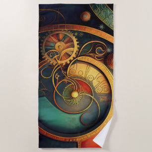 Steampunk-Uhrwerk-Abstraktes Design Strandtuch