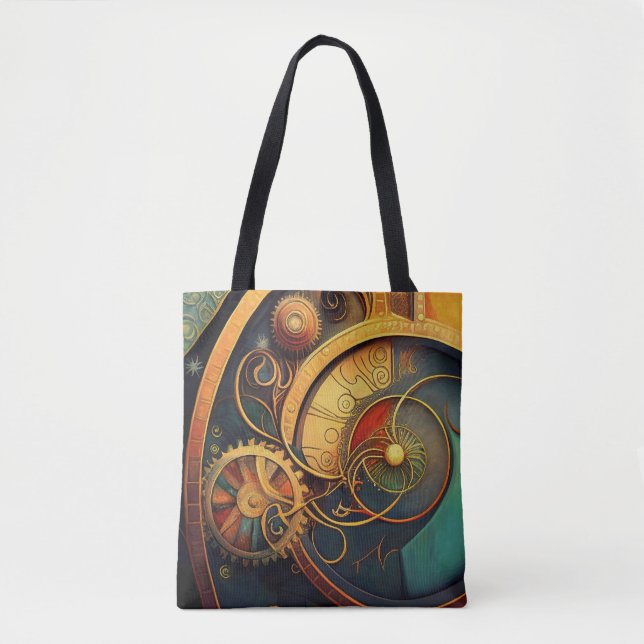 Steampunk-Uhrwerk-Abstraktes Design Tasche (Vorderseite)