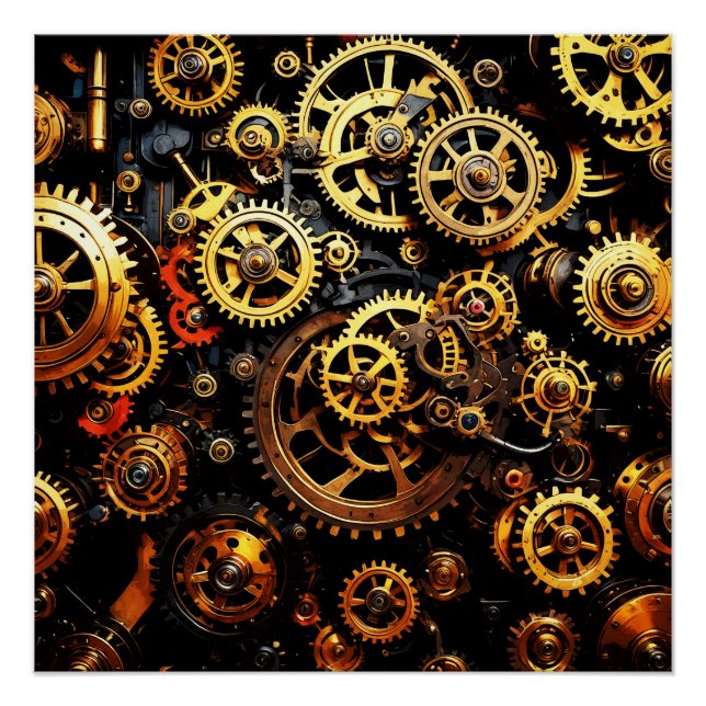 Steampunk-Uhrwerk Gears 1004 Poster (Vorderseite)