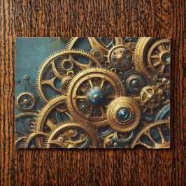 Steampunk-Uhrwerk Gold und Aquamarin Seidenpapier