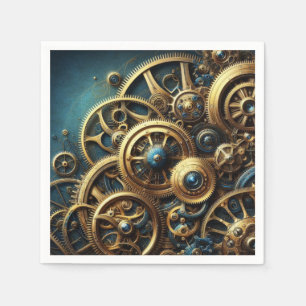 Steampunk-Uhrwerk Gold und Aquamarin Serviette