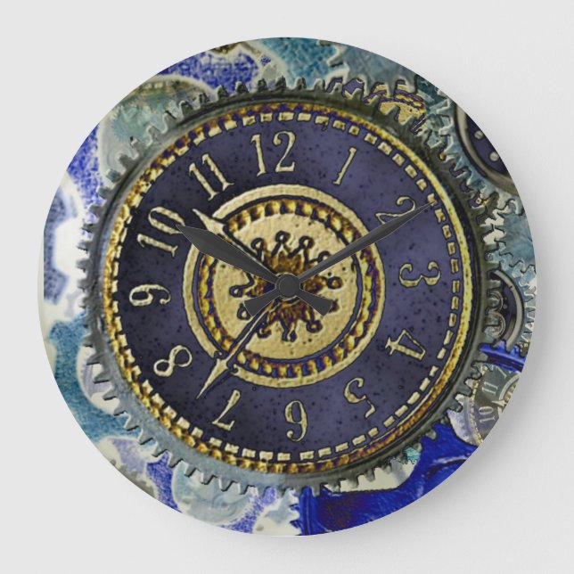 Steampunk-Uhrwerk Große Wanduhr (Vorderseite)