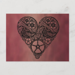 Steampunk-Uhrwerke und Zahnrad-Herz Postkarte