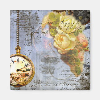 Steampunk und Gelbe Rosen Magnet