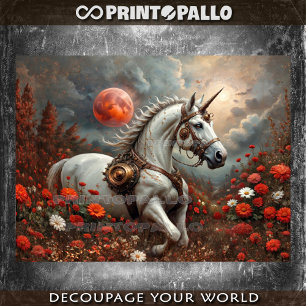 Steampunk Unicorn auf dem Zauberplaneten der Blume Seidenpapier