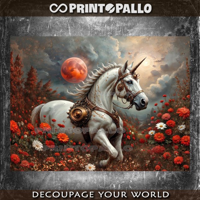 Steampunk Unicorn auf dem Zauberplaneten der Blume Seidenpapier (Von Creator hochgeladen)