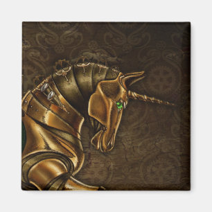 Steampunk Unicorn Damask Magnet