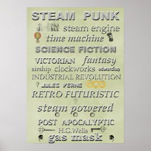 Steampunk Untergrundbahn-Kunst-Plakat Poster