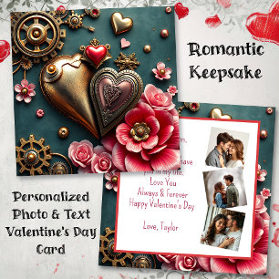 Steampunk-Valentinstag   Fotovorlage Karte