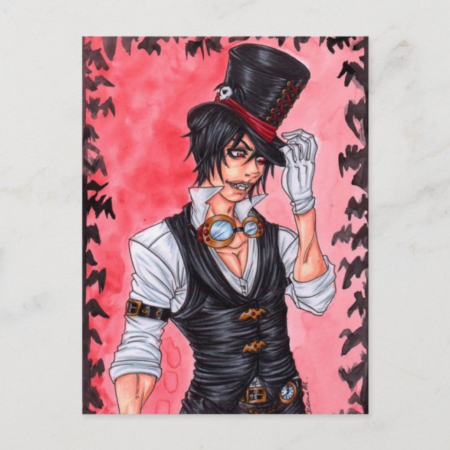Steampunk Vampire Postcard Postkarte (Vorderseite)