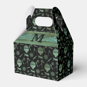 Steampunk Verdigris Balloons Monogram Gable Geschenkschachtel