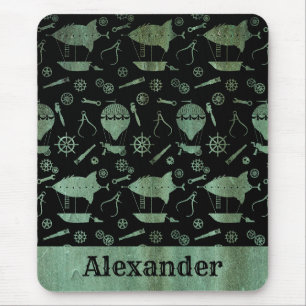 Steampunk Verdigris Bronze Airships Individuelle N Mousepad