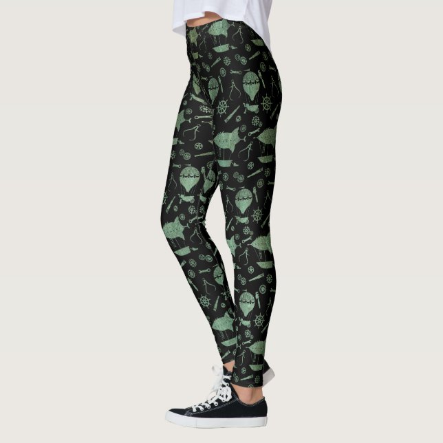 Steampunk Verdigris Bronze Airships Leggings (Links)
