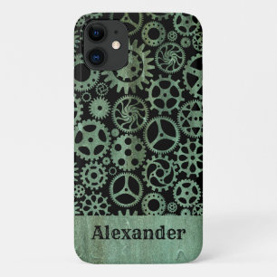 Steampunk Verdigris Bronze Gears Individuelle Name Case-Mate iPhone Hülle
