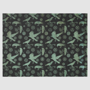 Steampunk Verdigris Bronze Gears und Crows Seidenpapier