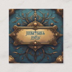 Steampunk Verdigris und Gold Quadratische Visitenkarte