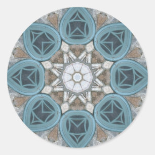 Steampunk Verdigris Window Mandala Runder Aufkleber