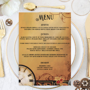 Steampunk Vicotiran Wedding Menükarte