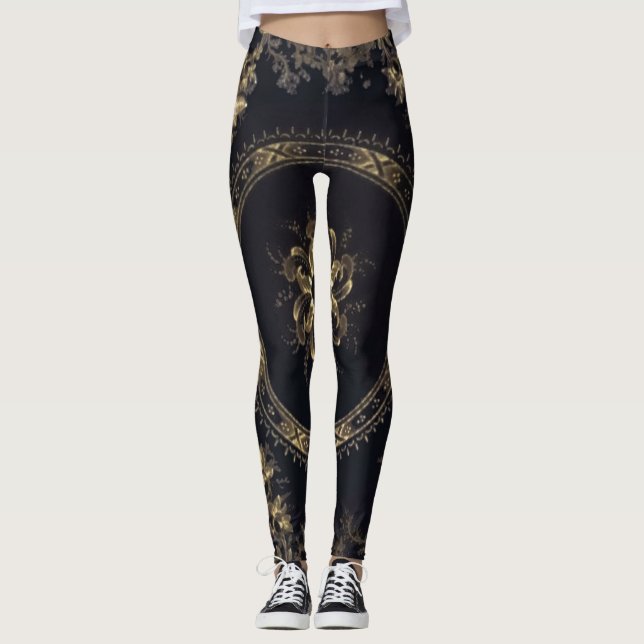 Steampunk Victoria blau/Schwarzes Leggings (Vorderseite)