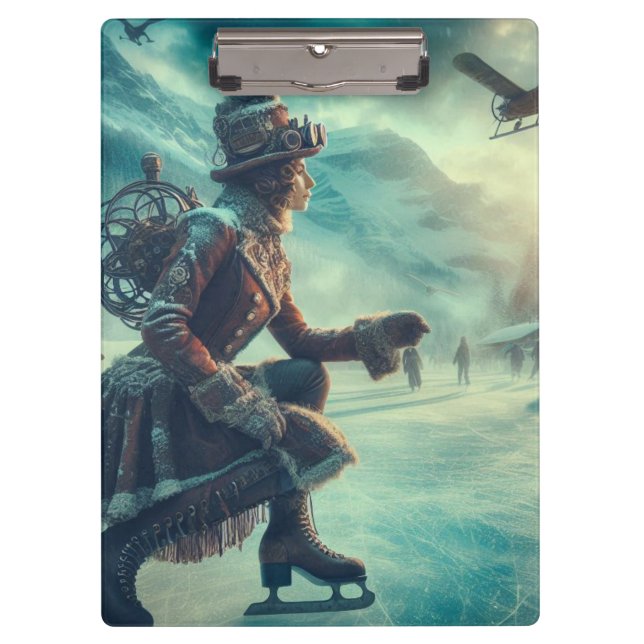 Steampunk Victorian Fantasy Winter Messenger Klemmbrett (Vorderseite)