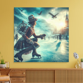 Steampunk Victorian Fantasy Winter Messenger Leinwanddruck