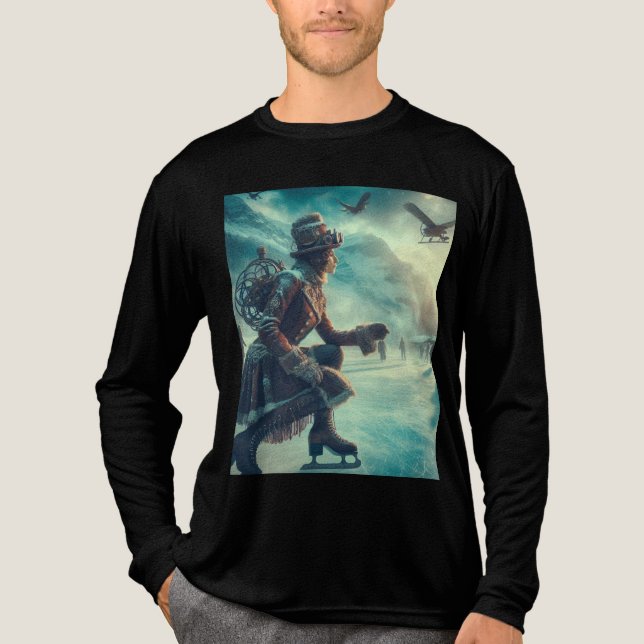 Steampunk Victorian Fantasy Winter Messenger Tri-Blend Shirt (Vorderseite)