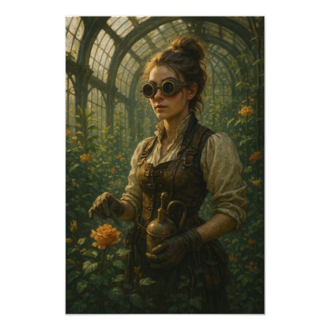Steampunk Victorian Gardener Art Fotodruck (Vorne)