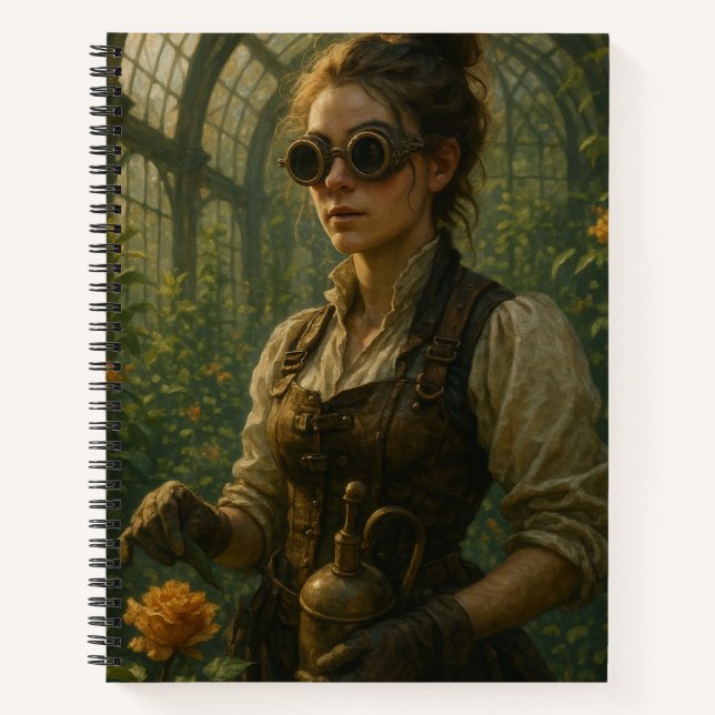 Steampunk Victorian Gardener Art Notizbuch (Vorderseite)