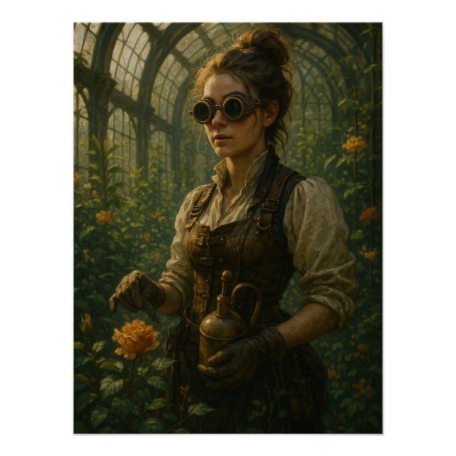 Steampunk Victorian Gardener Art Poster (Vorderseite)