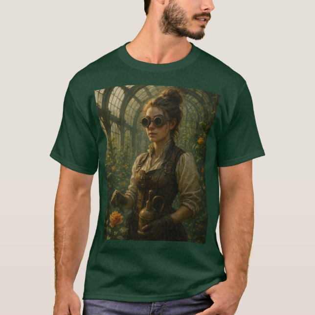 Steampunk Victorian Gardener Art T-Shirt (Vorderseite)