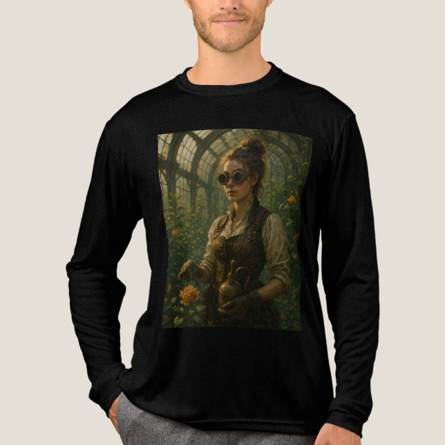 Steampunk Victorian Gardener Art Tri-Blend Shirt (Vorderseite)