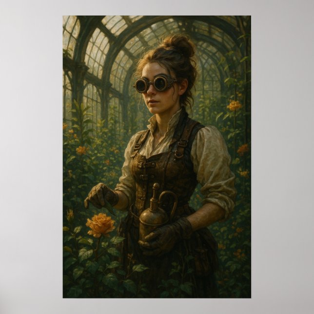 Steampunk-Victorian-Gärtner-Kunst Poster (Vorne)